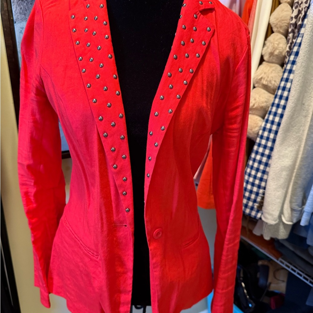 Rock & Republic Vibrant Red Blazer with Stud Accents